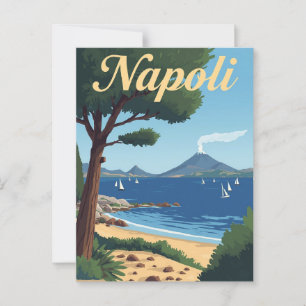 Vintage Naples Italy Travel - Mount Vesuvius View Postcard