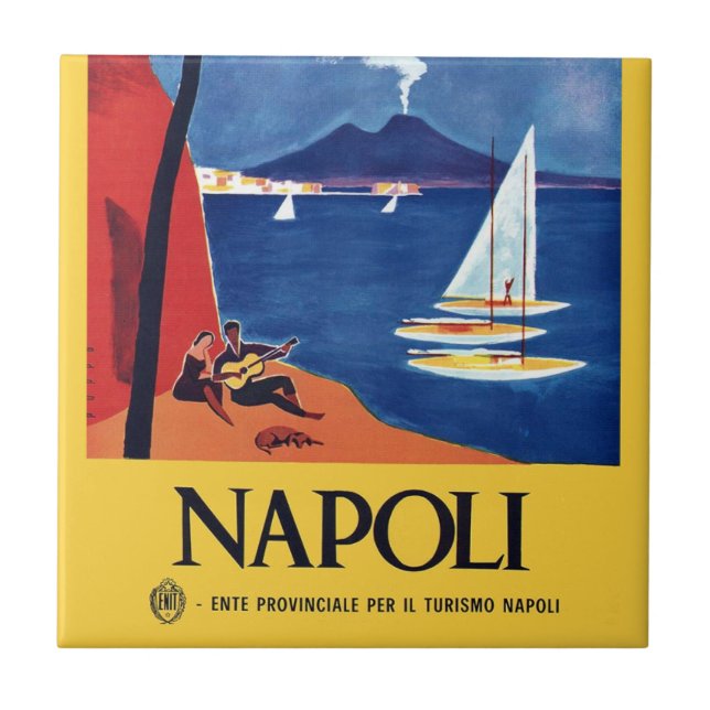 Vintage Naples Italy Travel Tile (Front)