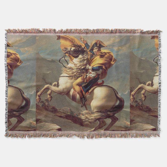 Vintage Napoleon Crossing the Alps Throw Blanket (Front)