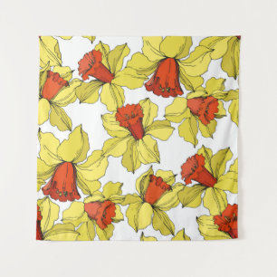 vintage Narcissus floral botanical flower Yellow a Tapestry