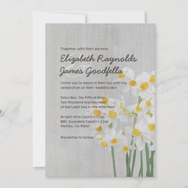 Vintage Narcissus Wedding Invitations (Front)