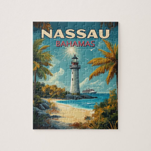Vintage Nassau Bahamas  Jigsaw Puzzle (Vertical)