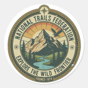 Vintage National Park Hiking & Adventure Emblem  Classic Round Sticker