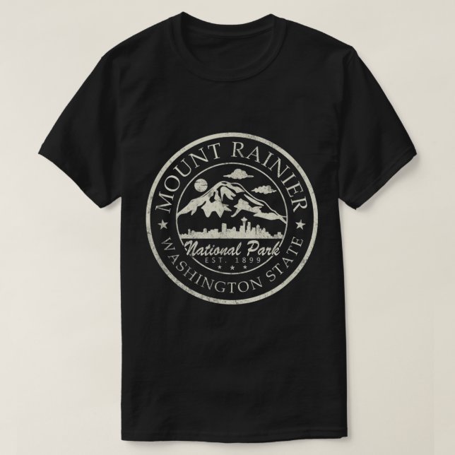 Vintage National Park Mt Rainier Retro T-Shirt (Design Front)