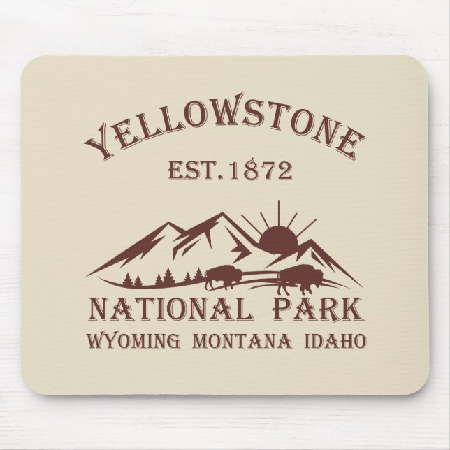 Vintage National Park Yellowstone Mouse Pad (Front)