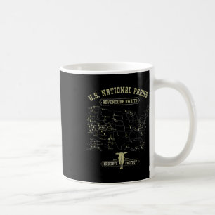 Vintage National Parks Map - American Hiking Campi Coffee Mug