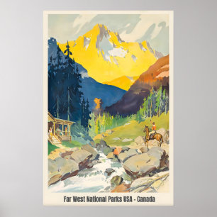 Vintage National Parks Travel Poster USA Canada