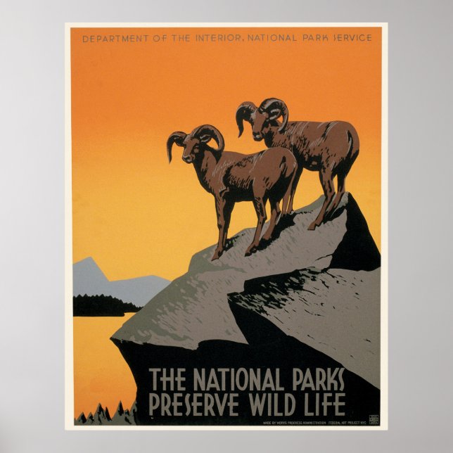 Vintage National Parks Wildlife WPA Poster (Front)
