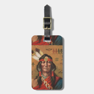 Vintage Native American Chief Portrait Art Luggage Tag