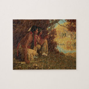 Vintage Native American, Hunting for Deer by Couse Jigsaw Puzzle