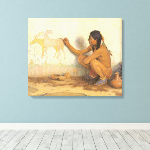 Vintage Native American, Indian Artist by Couse Canvas Print