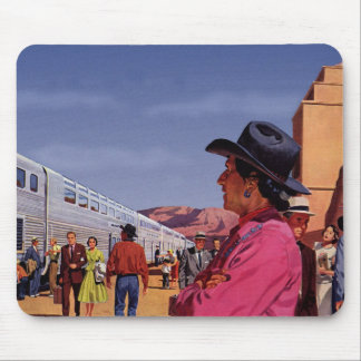Vintage Native American Indian at a Train Station Mouse Pad