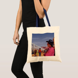 Vintage Native American Indian at a Train Station Tote Bag