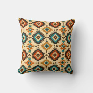 Vintage Native American Style Aztec Motif Cushion