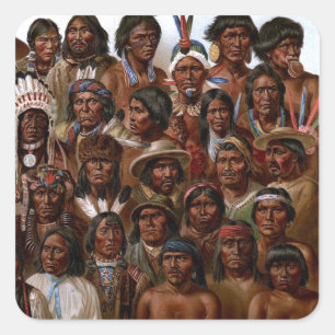 Vintage Native American tribes and peoples picture Square Sticker