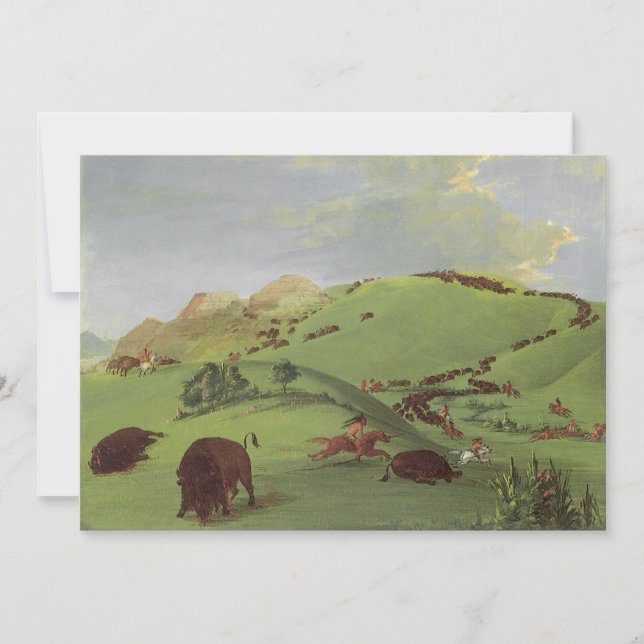 Vintage Native Americans, Buffalo Chase by Catlin (Front)