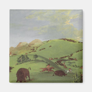 Vintage Native Americans, Buffalo Chase by Catlin Magnet