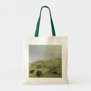 Vintage Native Americans, Buffalo Chase by Catlin Tote Bag