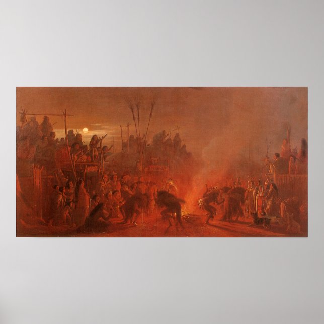 Vintage Native Americans, Buffalo Dance by Wimar Poster (Front)