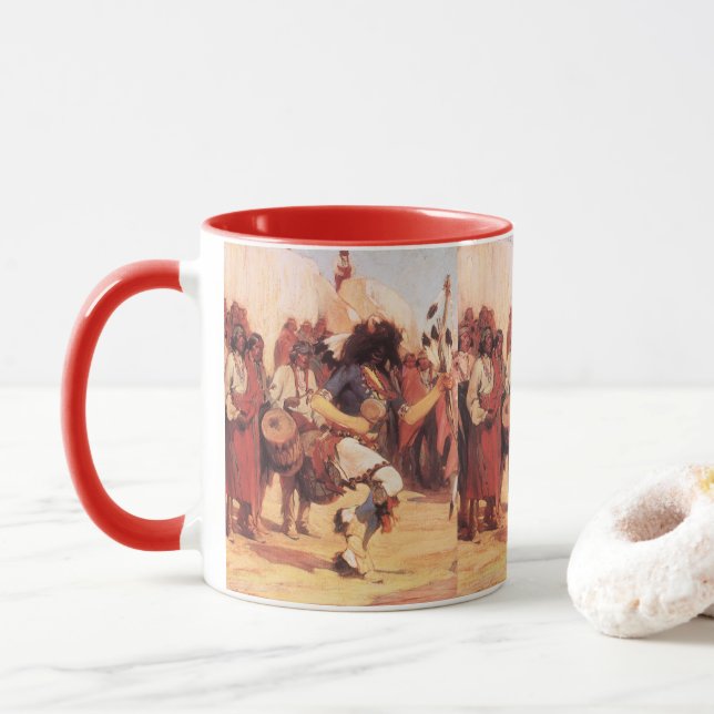 Vintage Native Americans Buffalo Dancer by Cassidy Mug (With Donut)