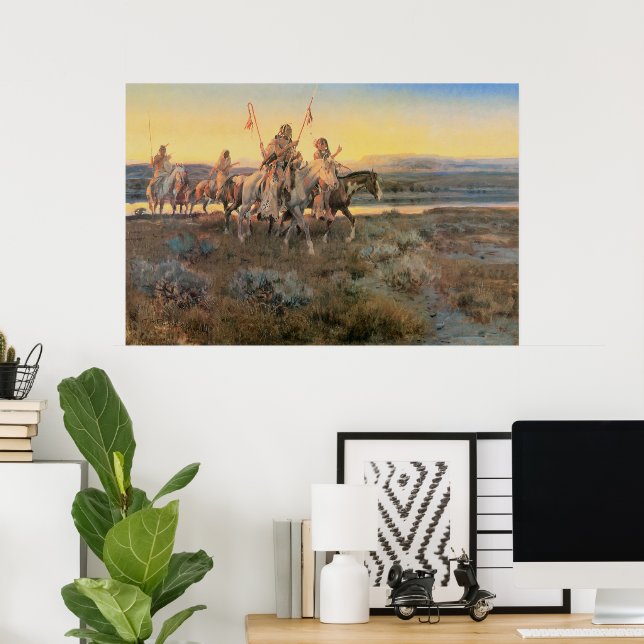 Vintage Native Americans, Piegans by CM Russell Poster (Home Office)