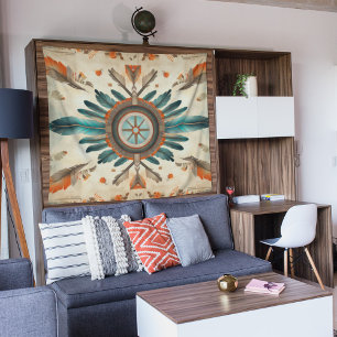 Vintage Native Feather Retro Dream Catcher Pattern Tapestry