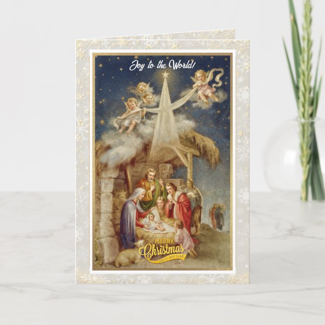 Vintage Nativity Christmas I Classic Religious Note Card (Front)