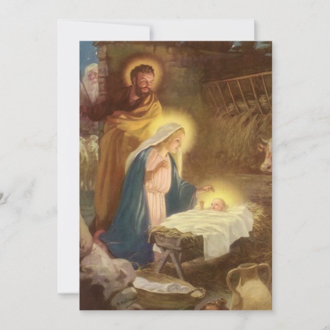 Vintage Nativity, Christmas Party Invitation (Front)