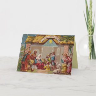 Vintage Nativity Scene Christmas Greeting Card