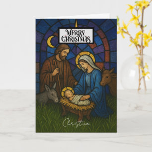 Vintage Nativity Scene Merry Christmas  Card