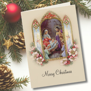 Vintage Nativity Traditional Christmas Holy Family Card