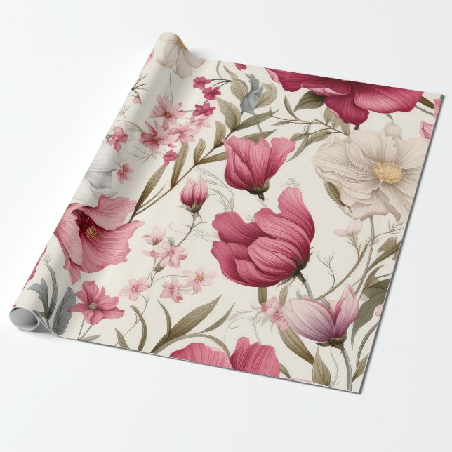 Vintage natural chic floral Wrapping Paper (Unrolled)