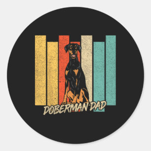 Vintage Natural Ear Doberman Dog Dad Dog Owner Fat Classic Round Sticker