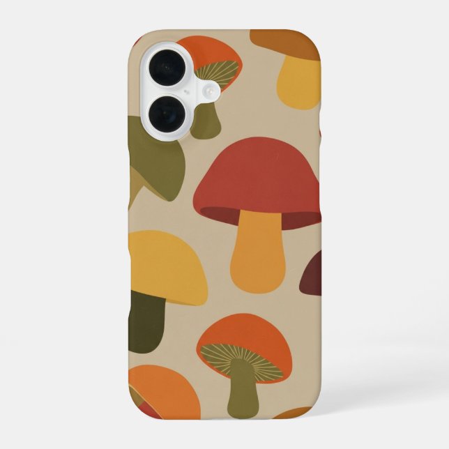 Vintage Natural Mushroom Pattern iPhone 16 Case (Back)