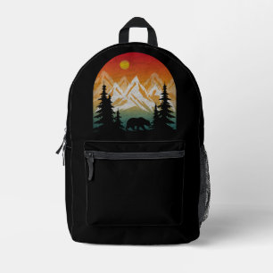 Vintage Nature Bear Printed Backpack