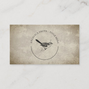 Vintage Nature - Bushtit Bird Logo Business Card