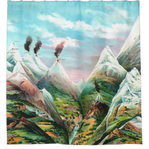Vintage Nature Climate Mountain Diagram Shower Curtain