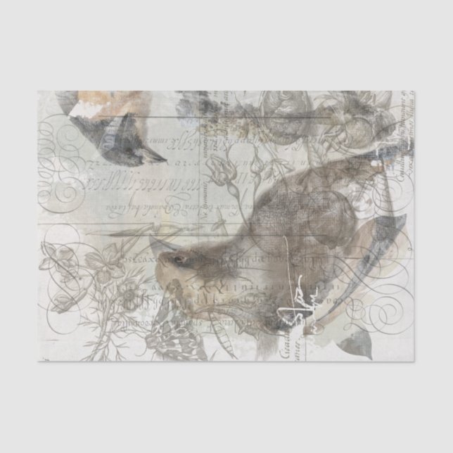 Vintage Nature Collage Tissue Paper (Front)