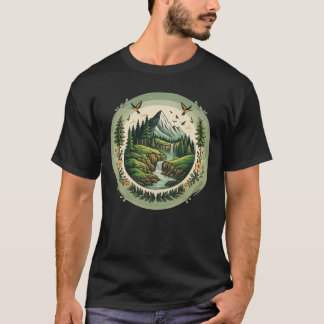 Vintage Nature Landscape Mountain Scene T-Shirt