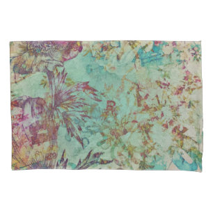 Vintage Nature Poppy Tulip Floral Abstract Garden Pillowcase