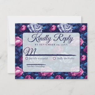 Vintage Nature Rustic Peonies Wedding RSVP Card