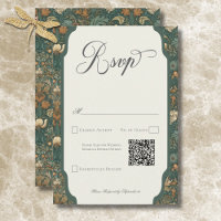 Vintage Nature William Morris Elegant Wedding QR