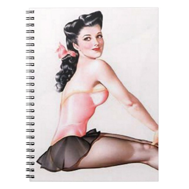 Vintage Naughty Ballerina Pin Up Spiral Notebook (Front)