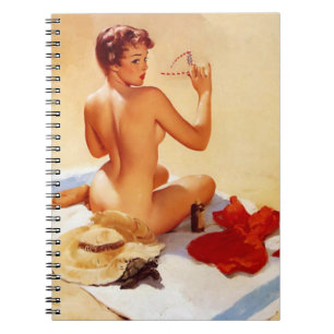 Vintage Naughty Beach Beauty Pin Up Spiral Notebook