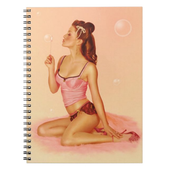 Vintage Naughty Bubbly Pin Up Notebook (Front)