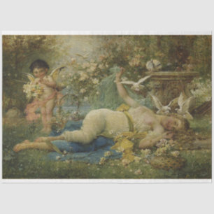 Vintage Naughty Cupid Oil Painting Tissue Paper