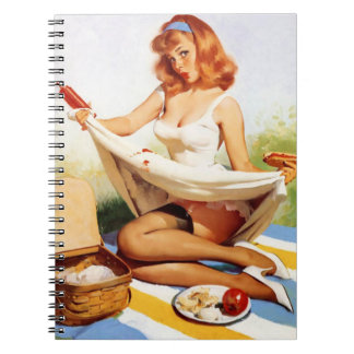 Vintage Naughty Picnic Pin Up Spiral Notebook