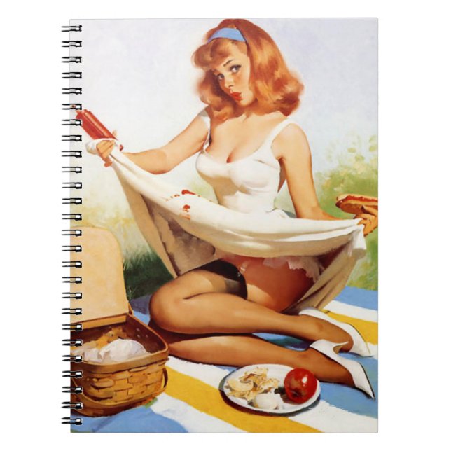 Vintage Naughty Picnic Pin Up Spiral Notebook (Front)
