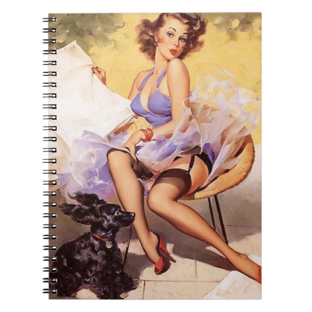 Vintage Naughty Violet Pin Up Spiral Notebook (Front)