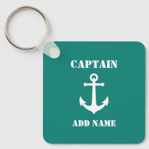 Vintage Nautical Anchor Captain or Boat Name Key Ring